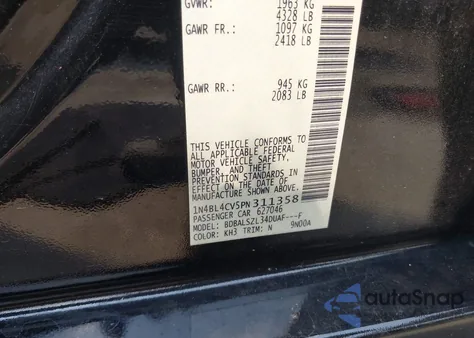 2023 Nissan Altima Sr Fwd z USA, uszkodzony, nr VIN 1N4BL4CV5PN311358